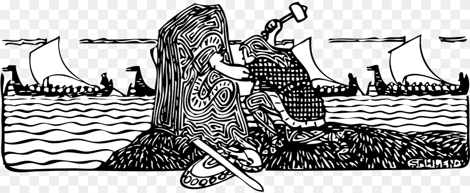 Viking Norseman Carving Monolith Runes Warrior Viking Scene Art, Drawing, Adult, Female, Person Free Png
