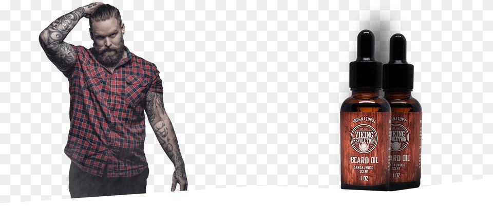 Viking Revolution Beard Oil, Tattoo, Skin, Person, Bottle Png Image
