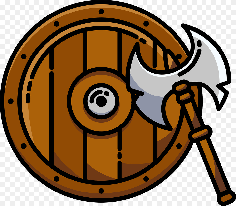 Viking Shield And Axe Clipart, Armor, Disk, Device, Weapon Free Png Download