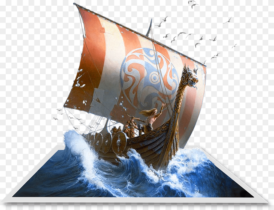 Viking Ship Art Viking Ship Art, Boat, Vehicle, Transportation, Sailboat Png Image