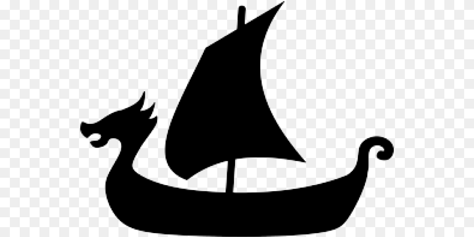 Viking Ship Clipart Viking Boat Viking Ship Black And White, Sailboat, Transportation, Vehicle, Smoke Pipe Png