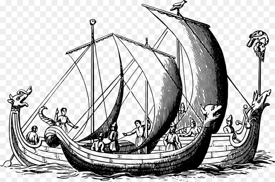 Viking Ships Anglo Saxons Boat Viking Dragon Boat, Gray Free Png Download