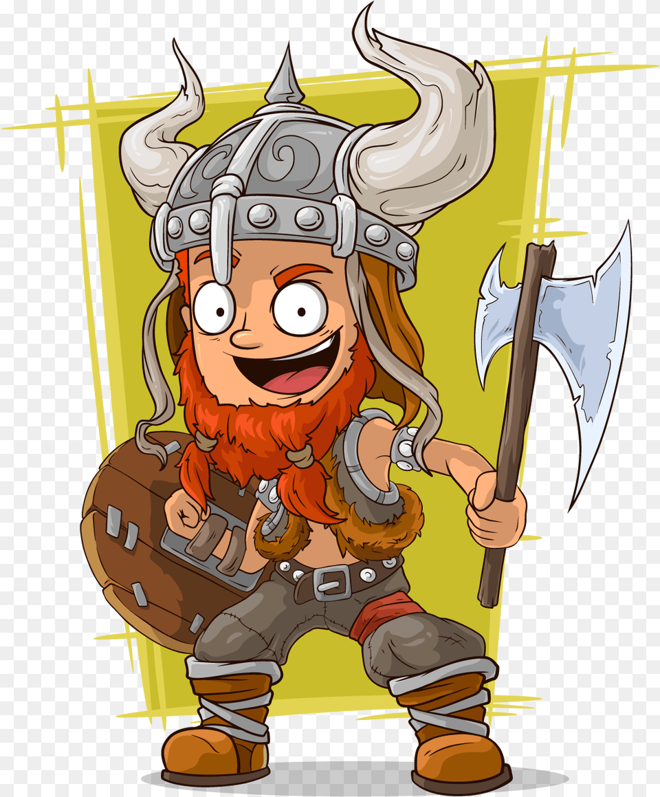 Viking With Axe Cartoon, Publication, Book, Comics, Face Free Png