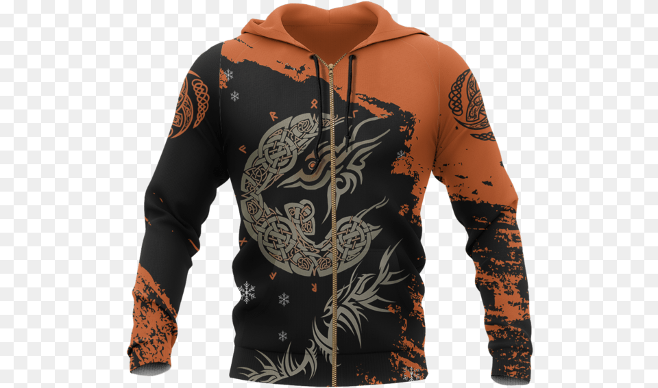 Viking Zip Up Hoodie Tyru0027s Fenrir Triskele A0 Tatto Dungeon And Dragons, Clothing, Knitwear, Long Sleeve, Sleeve Free Png Download