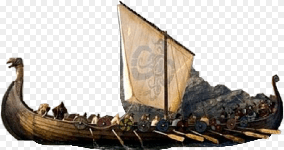 Vikings Ship Boat War Flag Sail Crew History Middle Ages Viking Ships, Sailboat, Transportation, Vehicle, Art Free Transparent Png