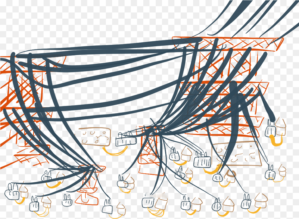 Village And Power Lines Illustration, Cable Png