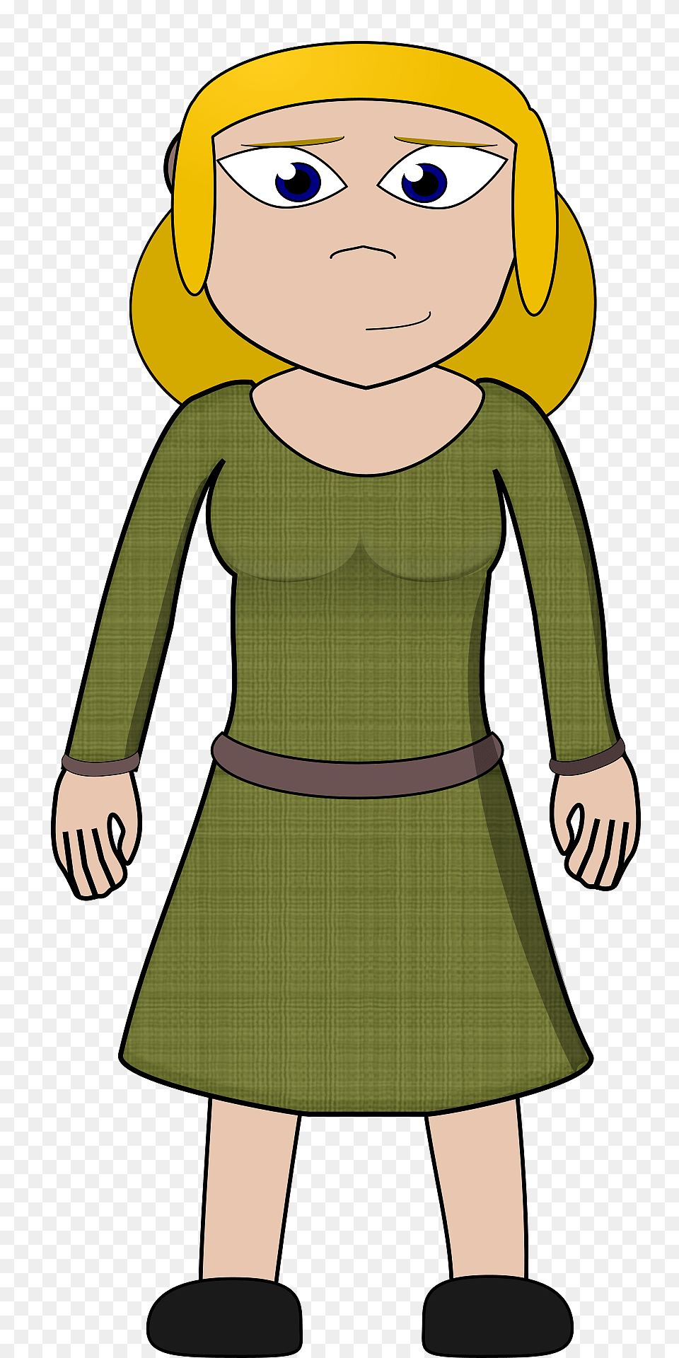 Villager Light Skin Blond Hair Green Dress Clipart, Sleeve, Long Sleeve, Clothing, Person Png