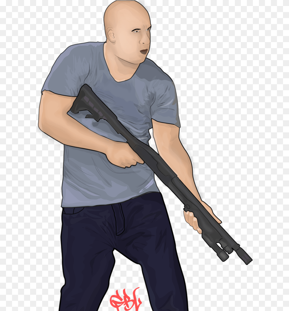 Vin With A Gun Vin Diesel Guns Fan Art Weapons Guns Portable Network Graphics, Weapon, Rifle, Firearm, Shotgun Png