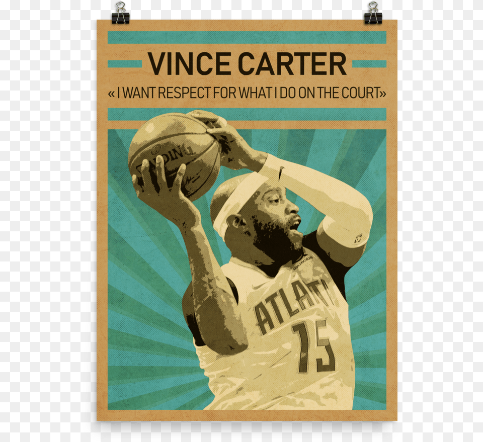 Vince Carter Print Basketball A3 Poster, Sphere, Adult, Advertisement, Person Free Png