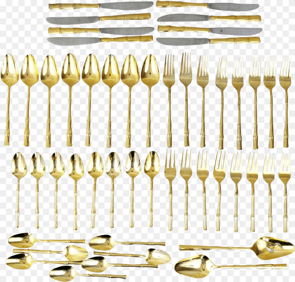 Viners Of Sheffield Gold Cane Flatware 8 Place Settings, Cutlery, Fork, Spoon, Blade Png Image