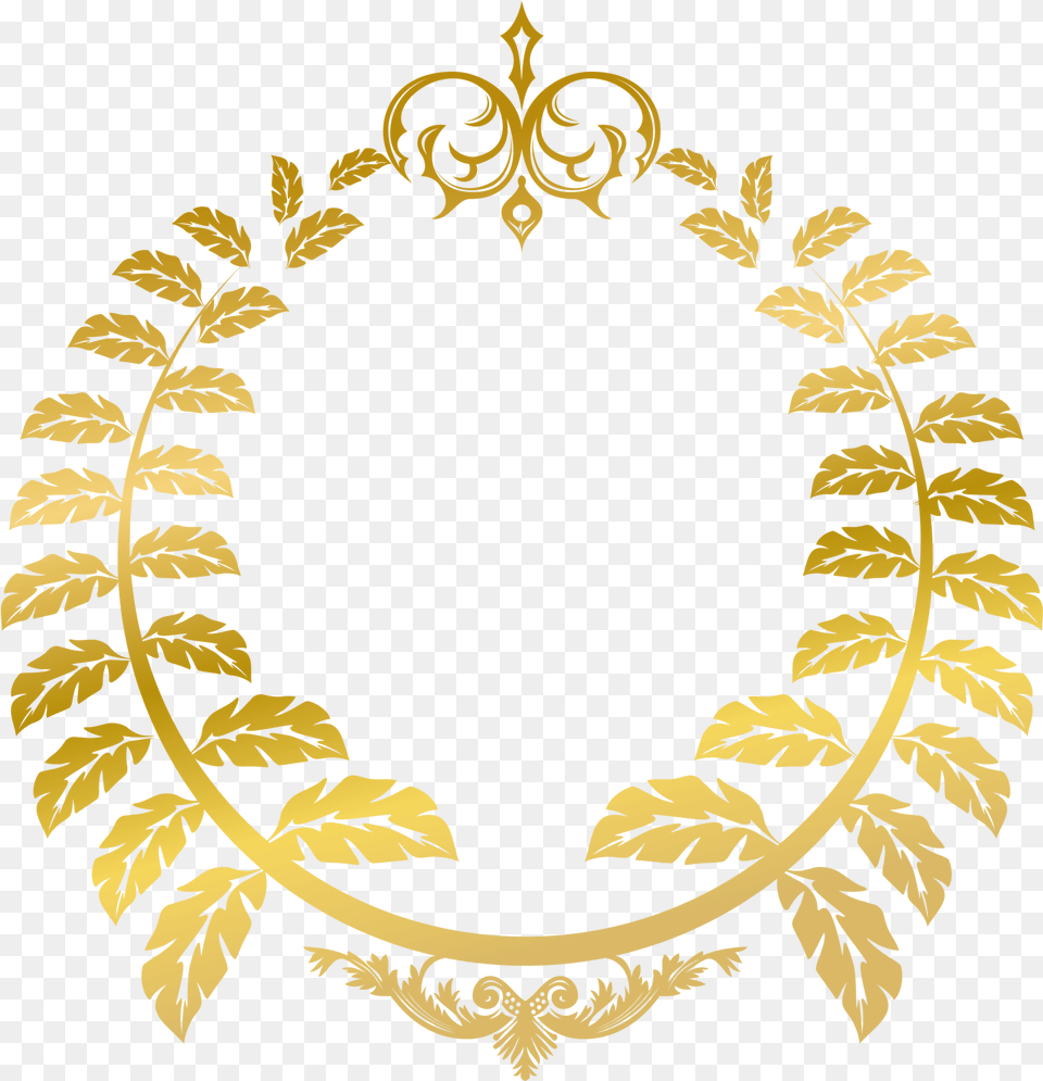 Vines Clipart Gold Leaf Gold Circle Design, Emblem, Symbol, Plant Free Transparent Png