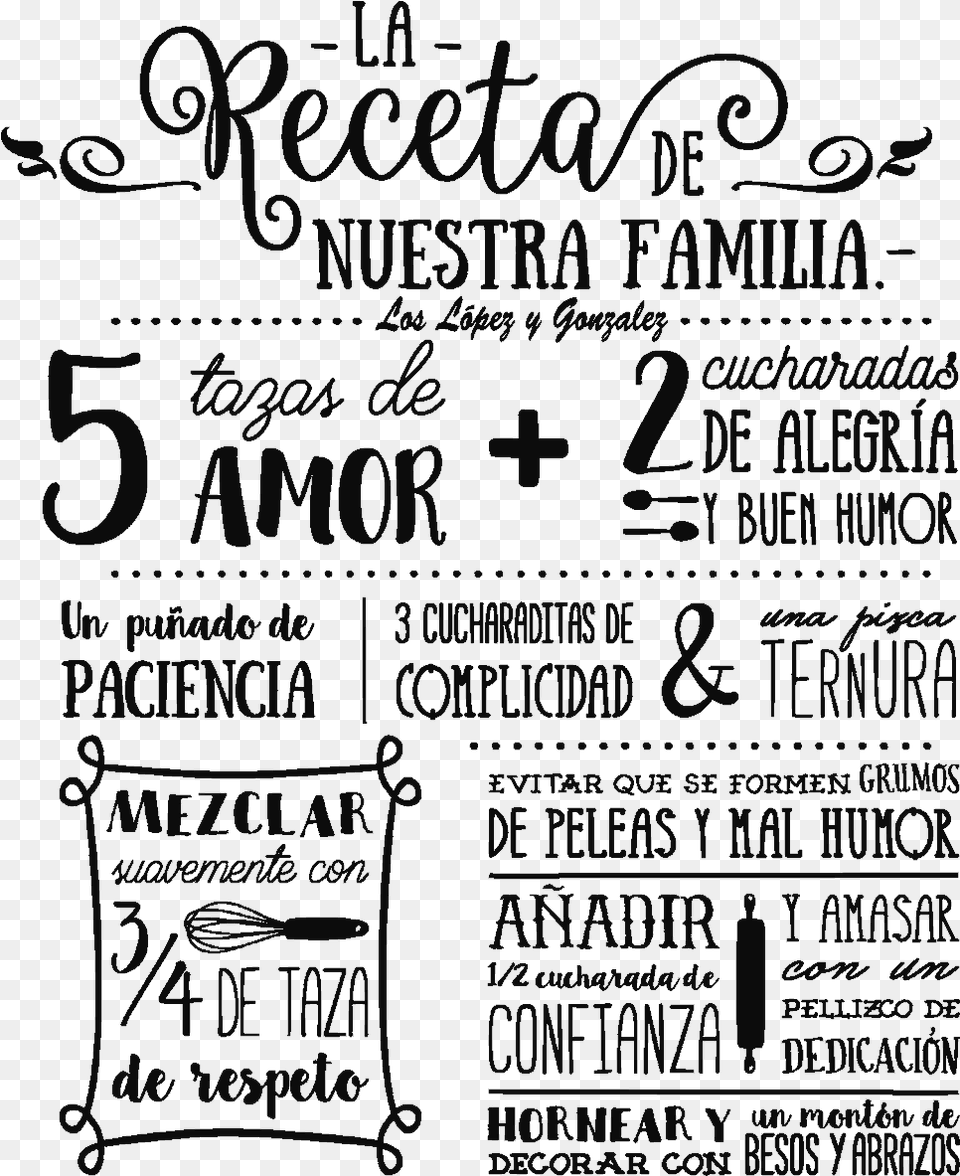 Vinilo Decorativo La Receta De Nuestra Familia, Blackboard, Text Free Png Download