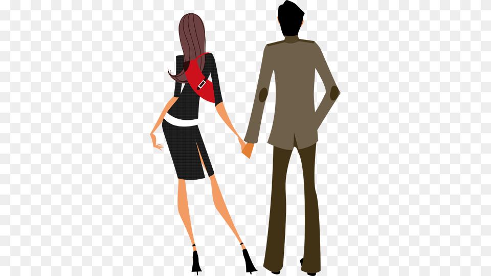 Vinilo Decorativo Pareja De Espaldas Couple Holding Hand Vector, Adult, Female, Person, Woman Free Png