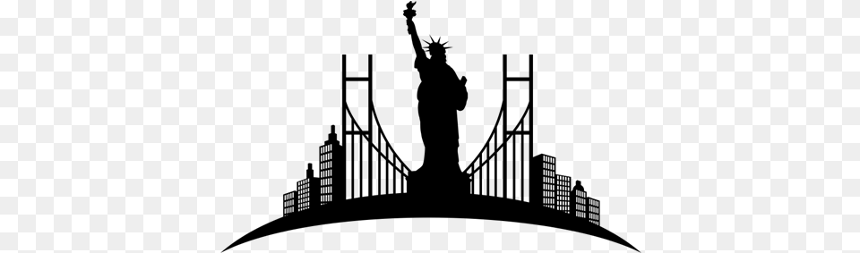 Vinilo Decorativo Viajes Monumentos De Nueva York Statue Of Liberty Skyline Silhouette, Gray Free Png Download