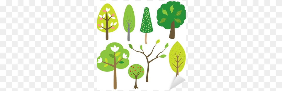 Vinilo Pixerstick Rboles De Dibujos Animados De Estilo Cartoon Trees, Leaf, Plant, Green, Art Free Png Download