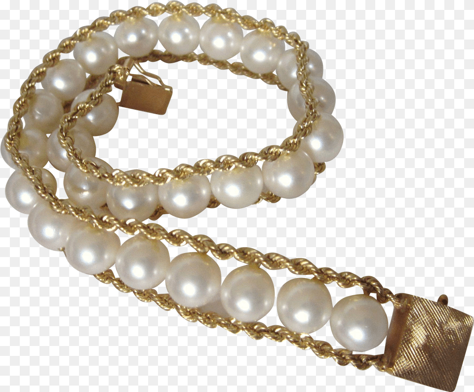 Vintage 14k 585 Gold Lustrous Cultured Pearl Bold 7, Accessories, Jewelry, Bracelet Png