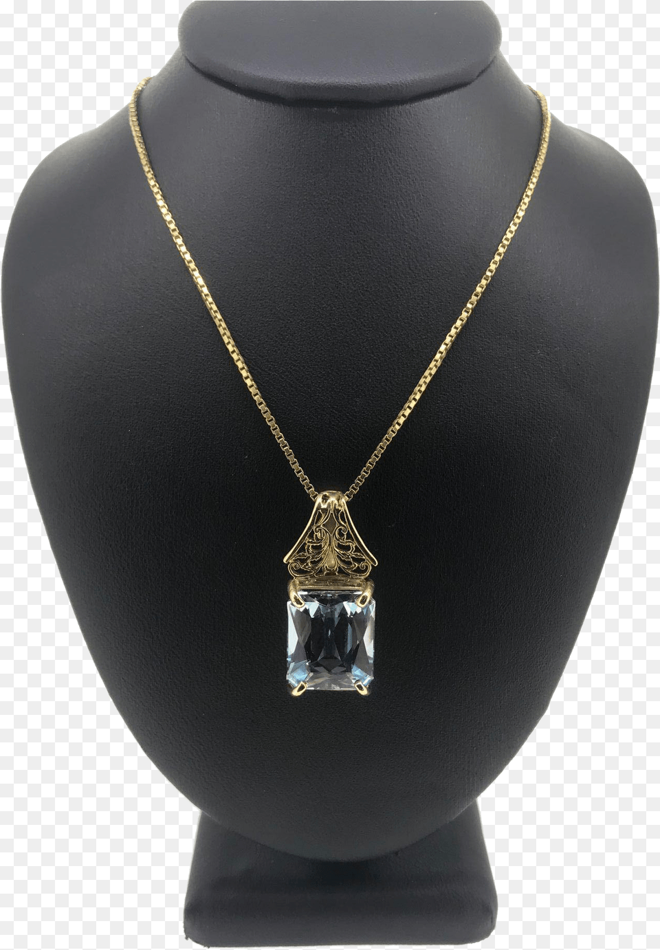 Vintage 14k Aquamarine With A 14k Yellow Gold Box Chain Portable Network Graphics, Accessories, Pendant, Jewelry, Necklace Free Png Download