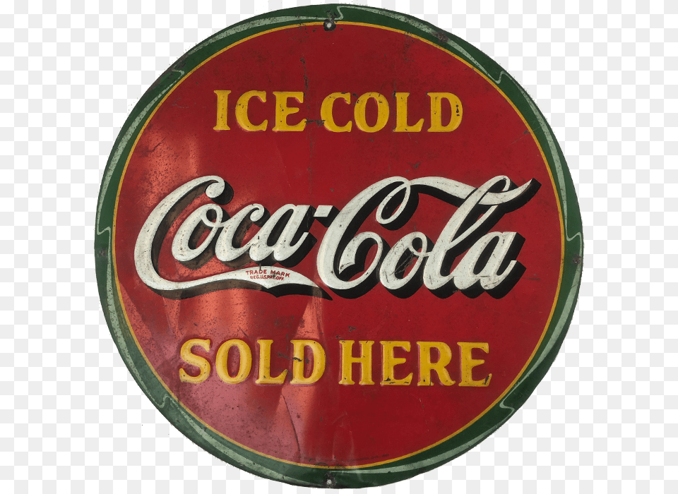 Vintage 1932 Metal Coca Cola Sign Coca Cola, Beverage, Coke, Soda, Road Sign Free Transparent Png
