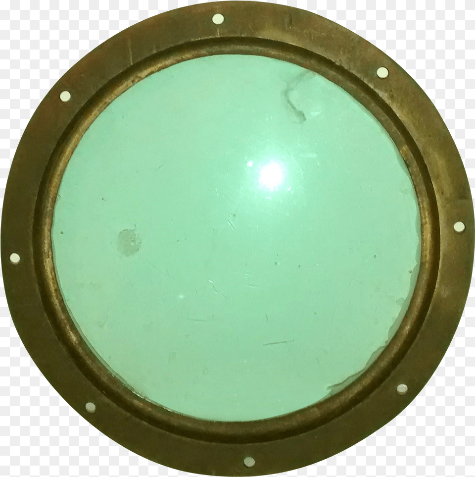 Vintage 1960s Nautical Brass Green Glass Porthole On Circle, Window Free Transparent Png