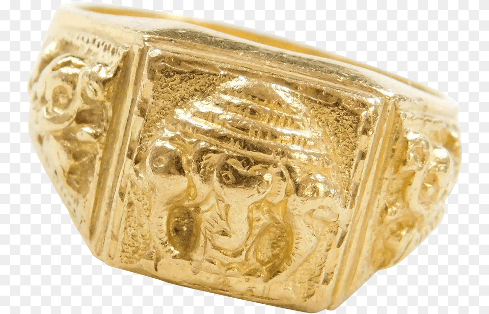 Vintage 24k Fine Baht Gold Ganesha Ganesh Ring, Accessories, Jewelry, Ornament, Wedding Png