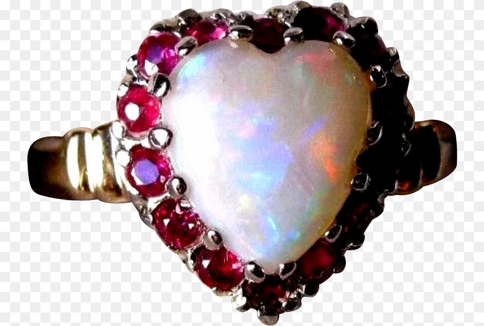 Vintage 50s 14k Opal Heart Ruby Ring Jewellery, Accessories, Gemstone, Jewelry, Ornament Free Png