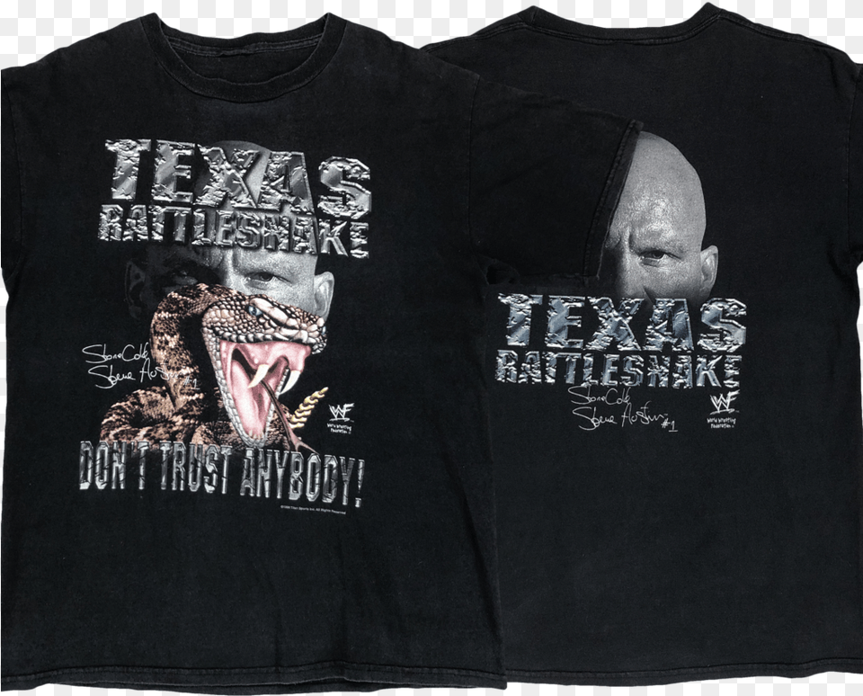 Vintage 90s Stone Cold Steve Austin Texas Rattle Snake Active Shirt, Clothing, T-shirt, Adult, Male Free Png