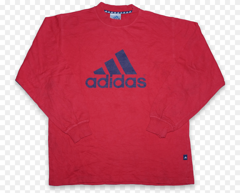 Vintage Adidas Logo Sweater Large Font, Clothing, Long Sleeve, Shirt, Sleeve Free Png