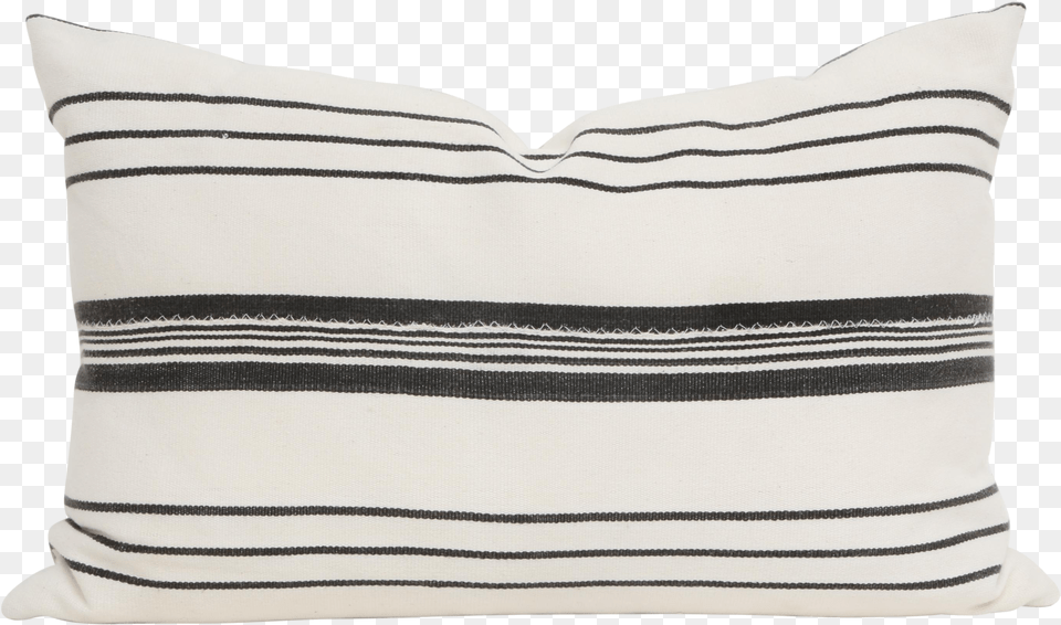 Vintage African Mudcloth Pillow Striped Lumbar Black Black And White Striped Pillow, Cushion, Home Decor, Person Free Png
