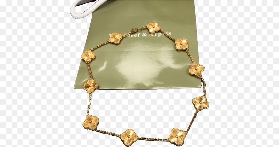 Vintage Alhambra Necklace 10 Motifs In Guilloche Van Cleef Necklace 10 Motif Gold, Accessories, Jewelry, Gemstone, Bag Png