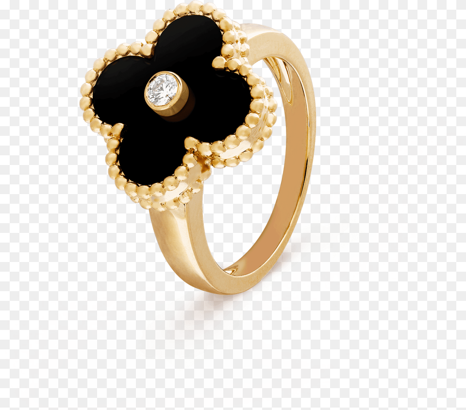 Vintage Alhambra Ring Van Cleef Ring, Accessories, Jewelry, Gold, Diamond Free Transparent Png