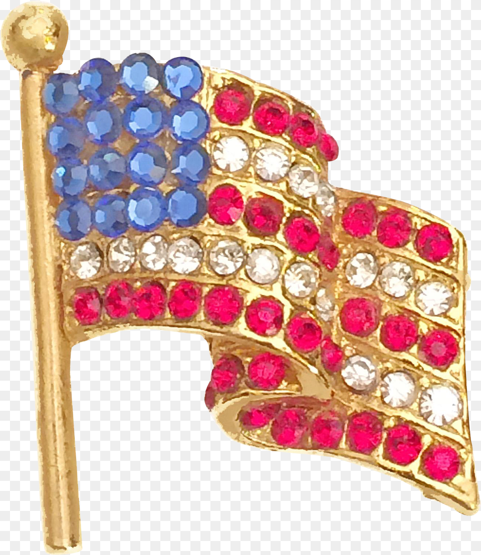 Vintage American Flag Pin Brooch Rhinestone Signed Waving American Flag Pin Brooch Rhinestone Signed Made, Accessories, Jewelry, Gemstone, Mace Club Free Png Download