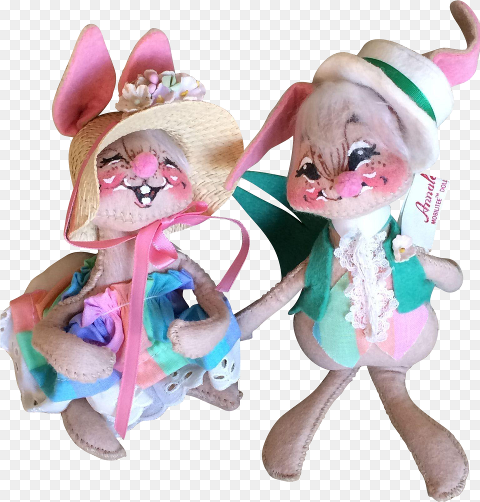 Vintage Annalee Mr And Mrs Easter Bunny Dolls Stuffed Toy, Clothing, Hat, Plush, Baby Free Png Download