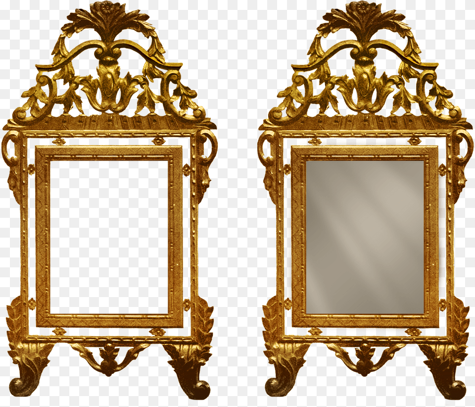 Vintage Antique Frame Crowned Top, Mirror, Bronze, Gold, Photography Free Png