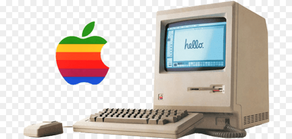 Vintage Apple Computer With Logo Transparent Stickpng, Electronics, Pc, Computer Hardware, Computer Keyboard Free Png Download