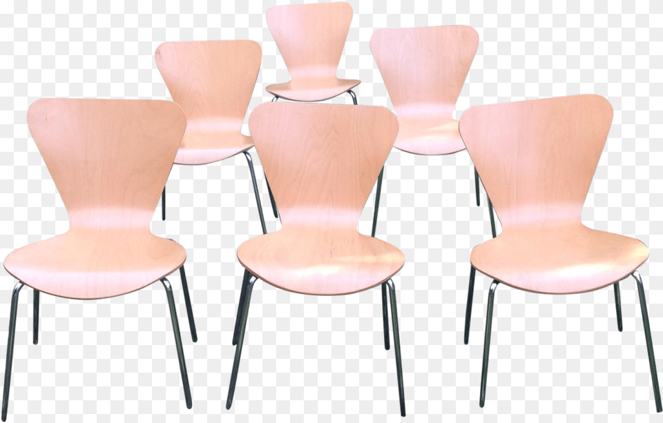 Vintage Arne Jacobsen Style Chairs Chair, Furniture, Plywood, Wood Png Image