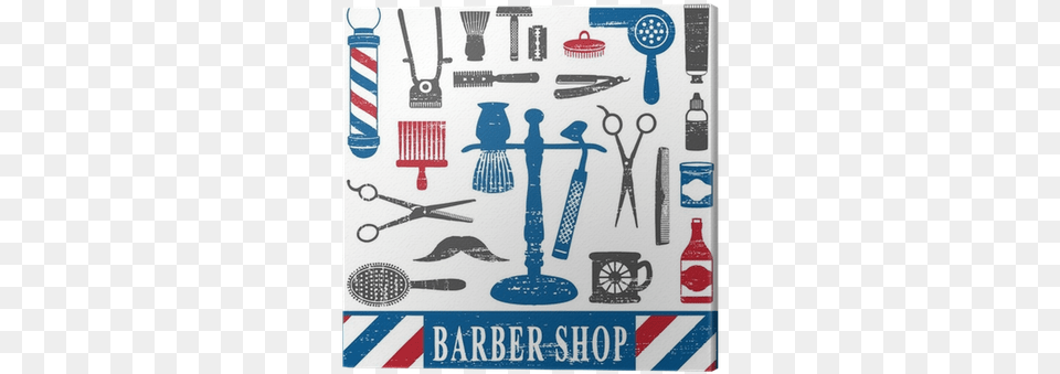 Vintage Barber Shop Tools Silhouette Icons Set 2 Canvas Barbershop, Scissors, Device Free Png