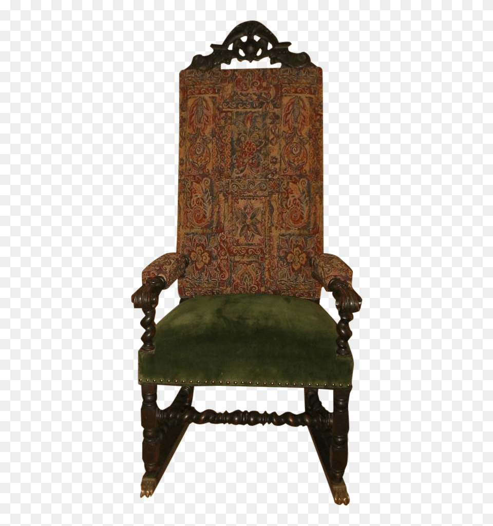 Vintage Barley Twist Carved Wood Throne Chair, Furniture, Armchair Free Png