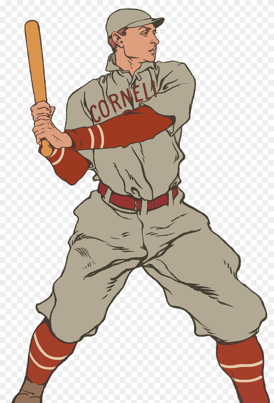 Vintage Baseball Player Clipart, Athlete, Team, Sport, Person Free Png Download