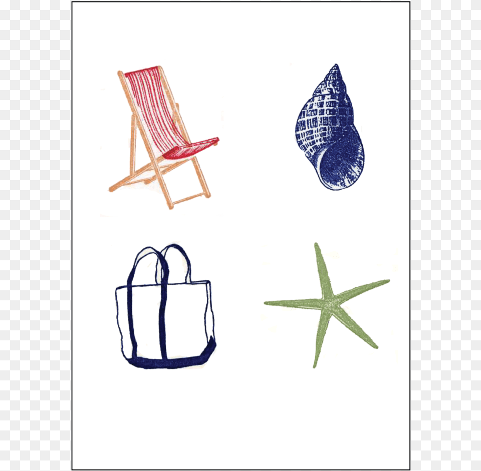 Vintage Beach Icon Notecard Set, Chair, Furniture, Accessories, Bag Png