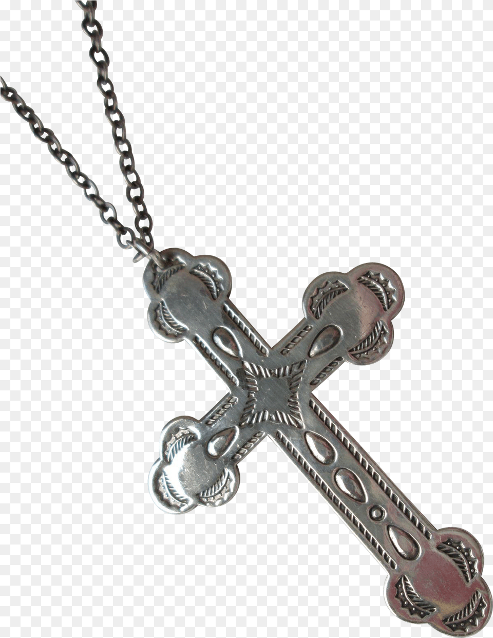 Vintage Bell Trading Sterling Silver Navajo Cross Pendant Locket, Accessories, Symbol, Necklace, Jewelry Png Image