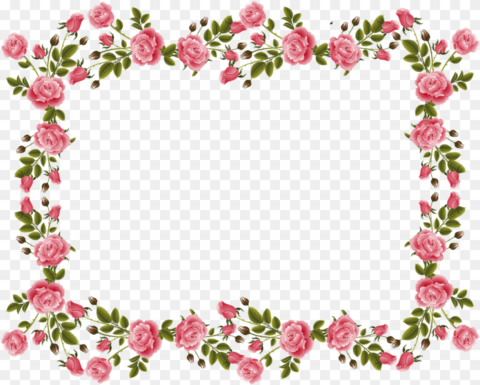 Vintage Border Frame Hd Wallpaper Clipart Flower Border Pink, Rose, Plant, Pattern, Graphics Free Png
