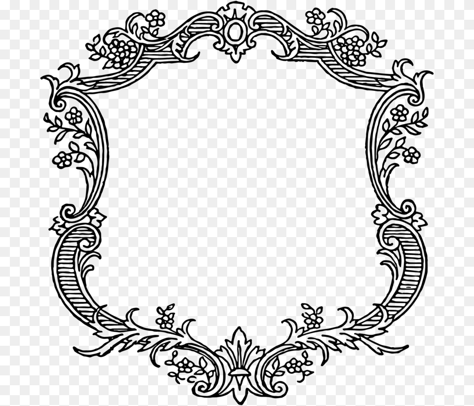 Vintage Border Vector, Gray Png