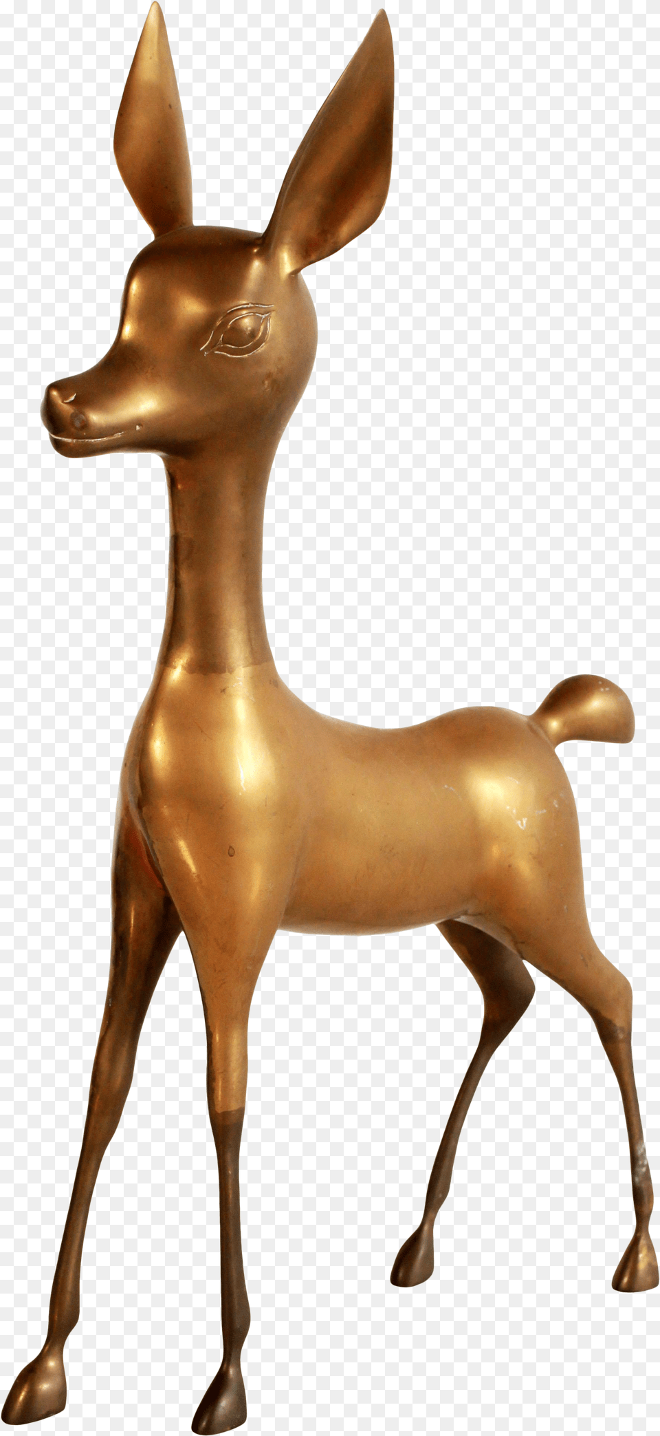 Vintage Brass Figure Of Standing Fawn Baby Deer Roe Deer, Animal, Bronze, Mammal, Wildlife Free Png Download