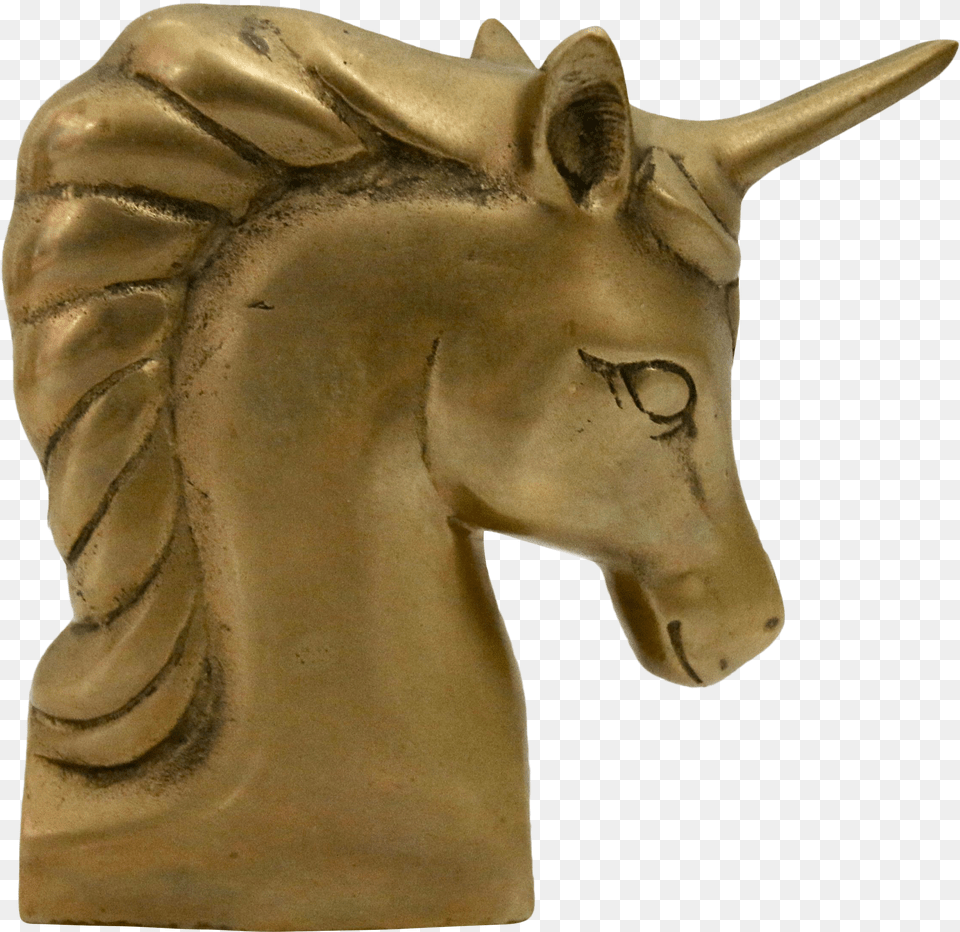 Vintage Brass Unicorn Head Book End On Chairish Bronze Sculpture Free Png
