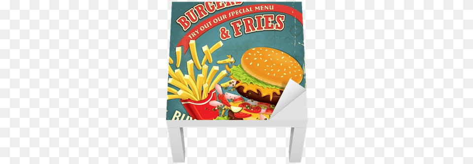 Vintage Burgers With Fries Set Poster Design Lack Table Vintage Burger Poster, Advertisement, Food Free Transparent Png
