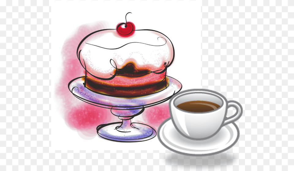 Vintage Cafe Coffee Art Tea And Cake Clipart, Saucer, Cup, Beverage, Coffee Cup Free Png