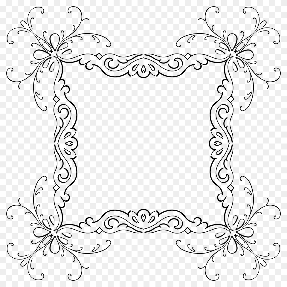 Vintage Calligraphic Flourish Frame Extrapolated 3 Clipart, Art, Floral Design, Graphics, Green Png Image