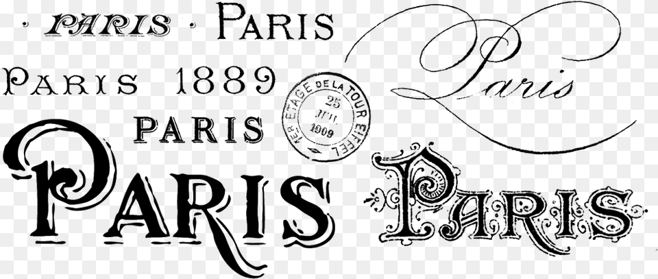 Vintage Calligraphy Lettering Dessin Noir Et Blanc Paris, Gray Png Image