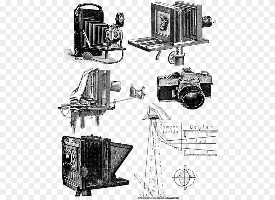 Vintage Camera Collage Sheet Old Collection Camera Clip Art, Electronics, Video Camera Free Transparent Png