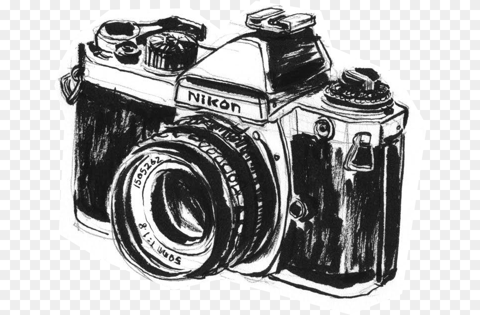 Vintage Camera Drawing, Electronics, Digital Camera Free Png